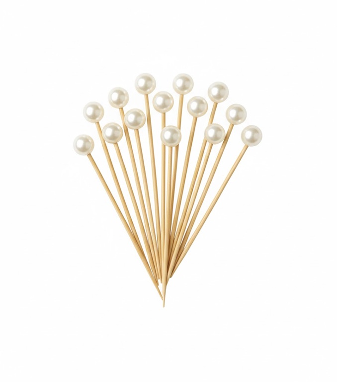 BAMBU BEYAZ BONCUKLU KÜRDAN 12CM